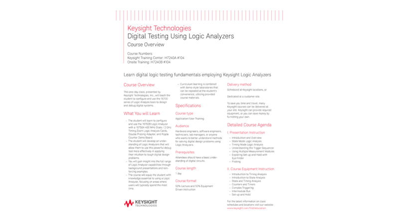 Digital Testing Using Logic Analyzers - Course Overview